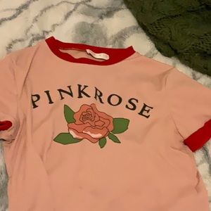 Pink rose crop tee